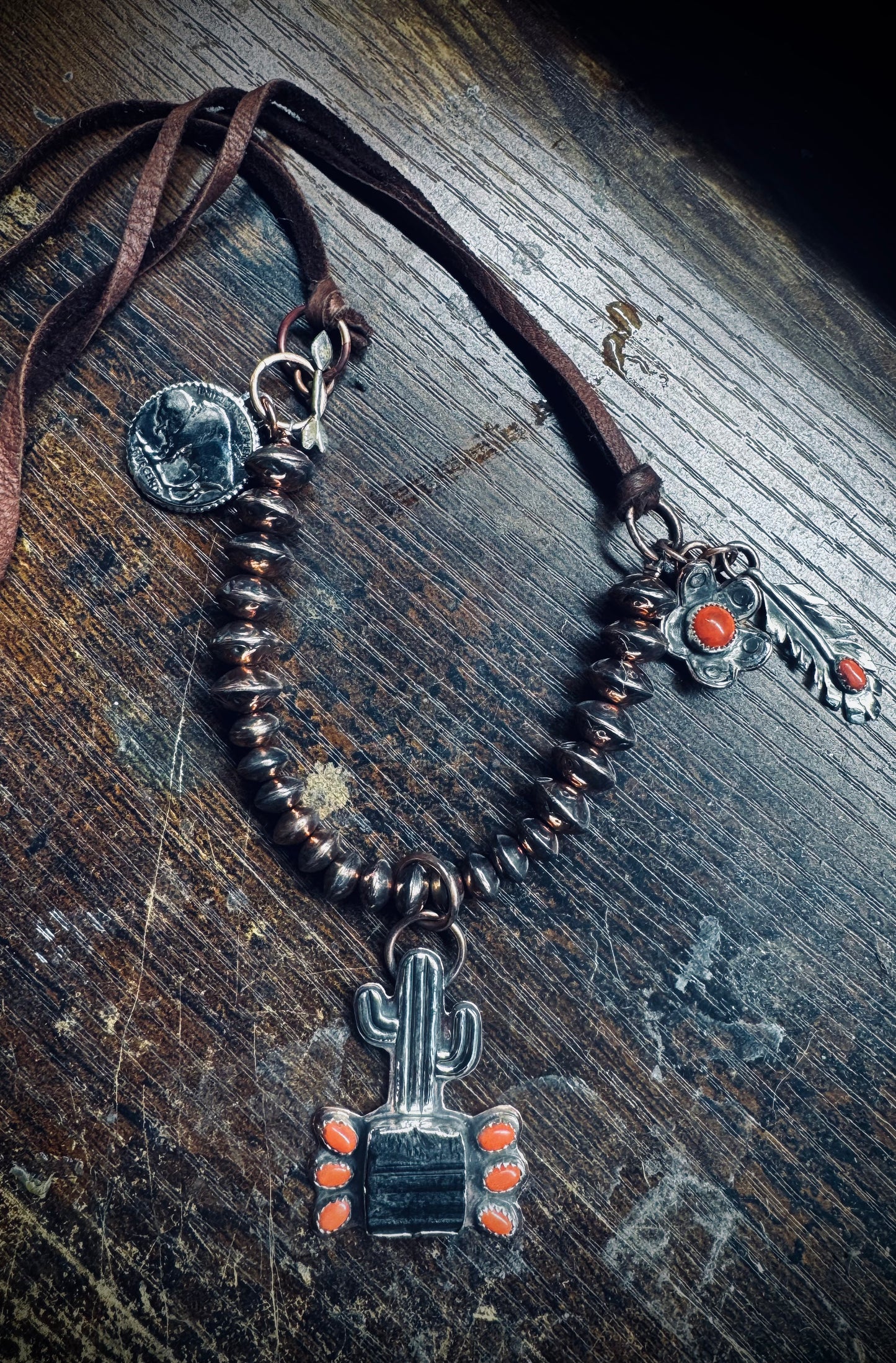 Cactus Necklace with Copper Beads