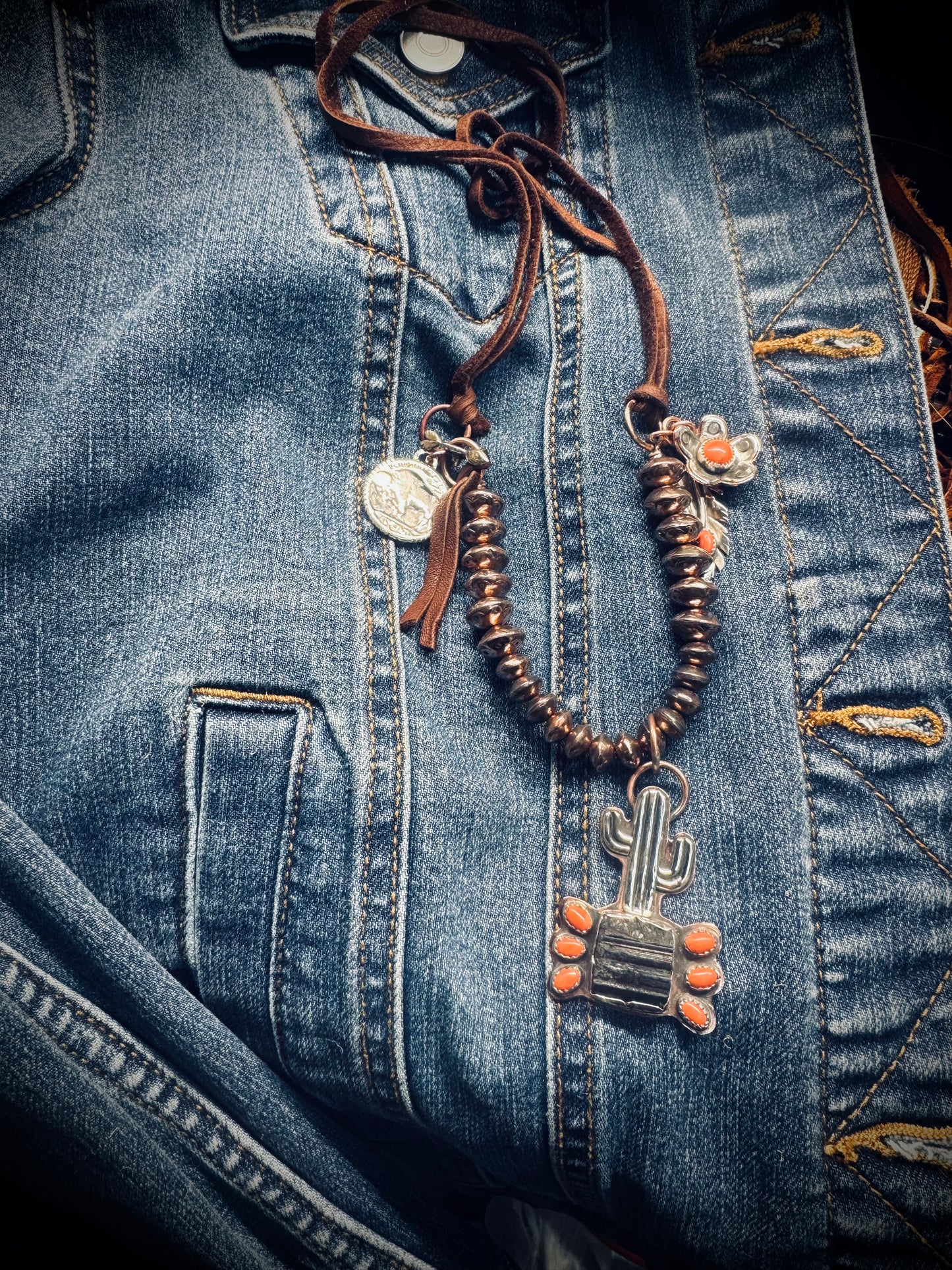 Cactus Necklace with Copper Beads