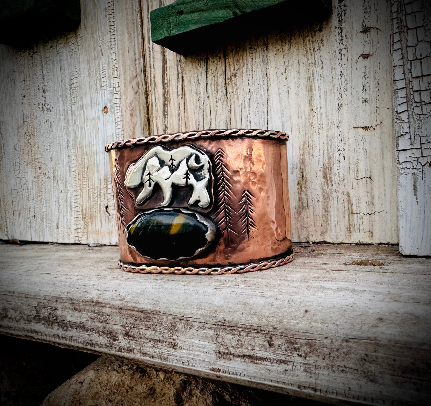 Rustic Copper Bear Cuff