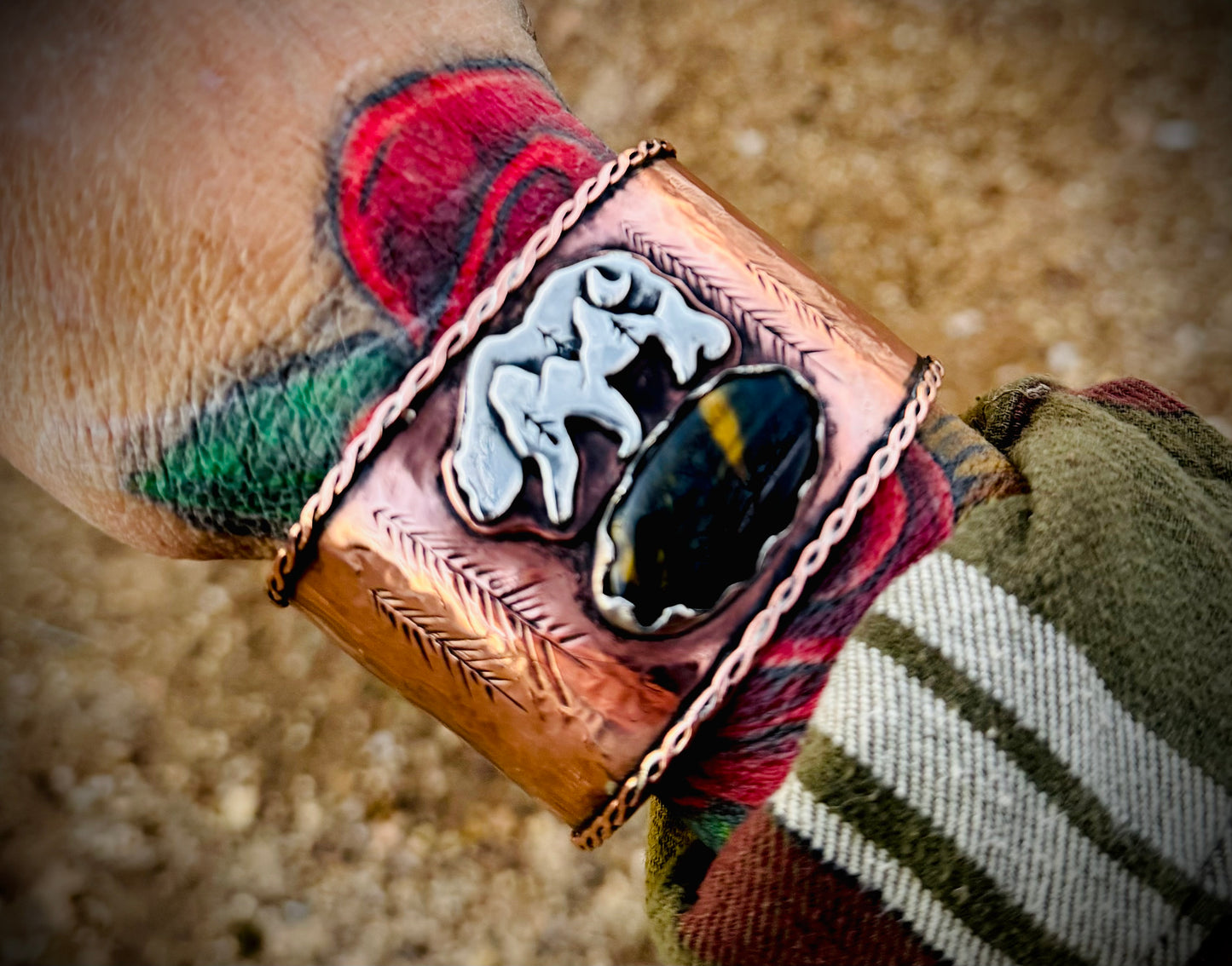 Rustic Copper Bear Cuff