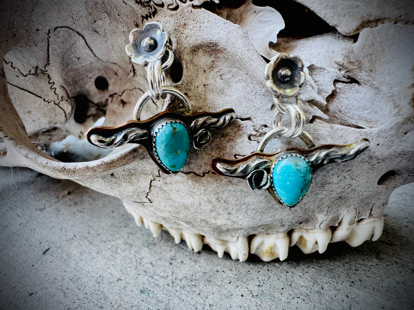 Kingman Turquoise Steer Earrings