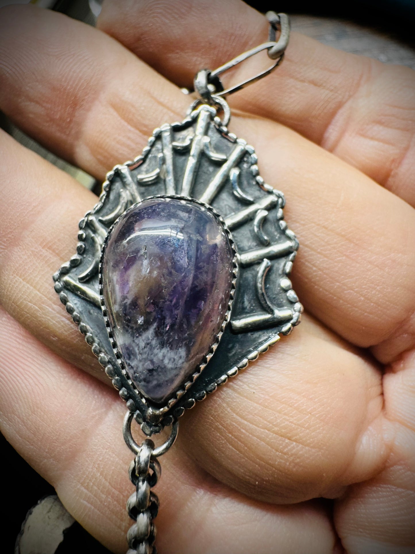 8 Ball Amethyst Spider Necklace