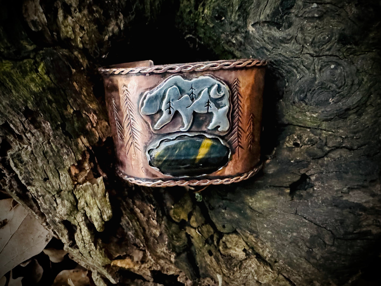 Rustic Copper Bear Cuff