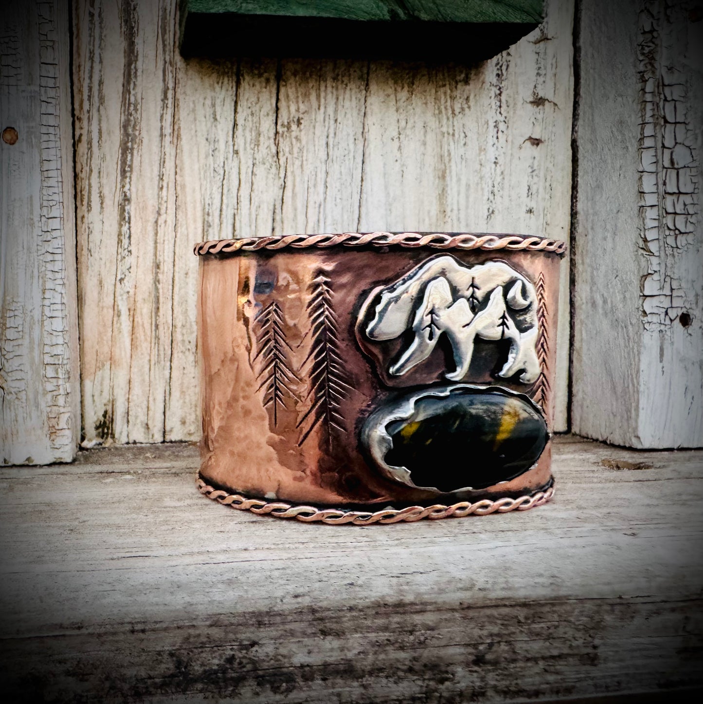 Rustic Copper Bear Cuff