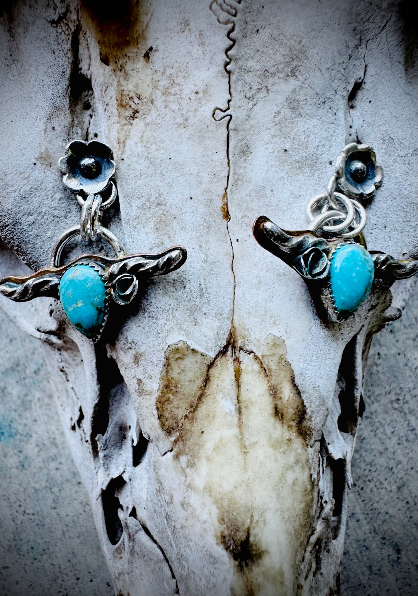 Kingman Turquoise Steer Earrings