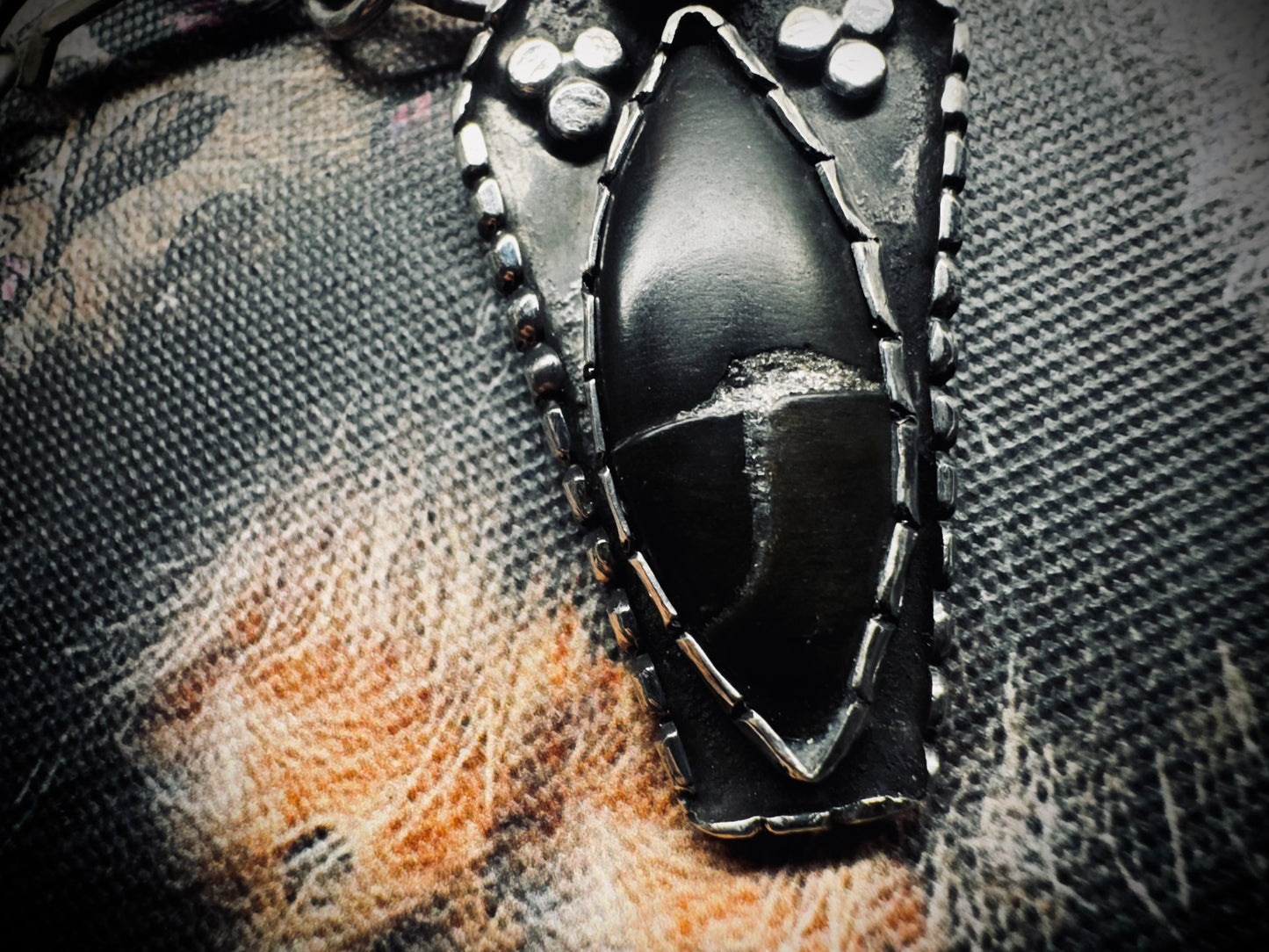 Sterling Silver Obsidian Skull Coffin Necklace