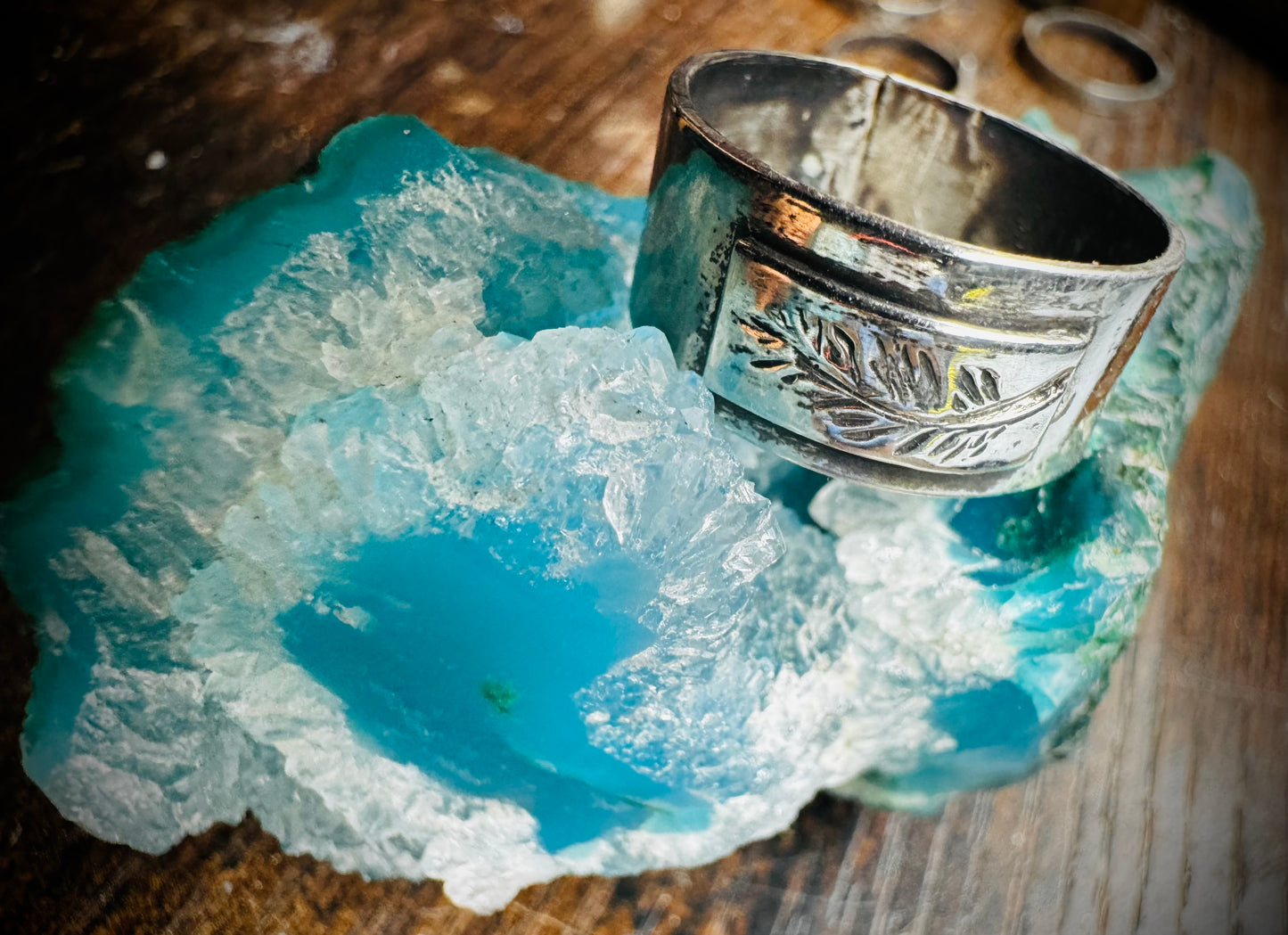 Hand Etched Feather Ring