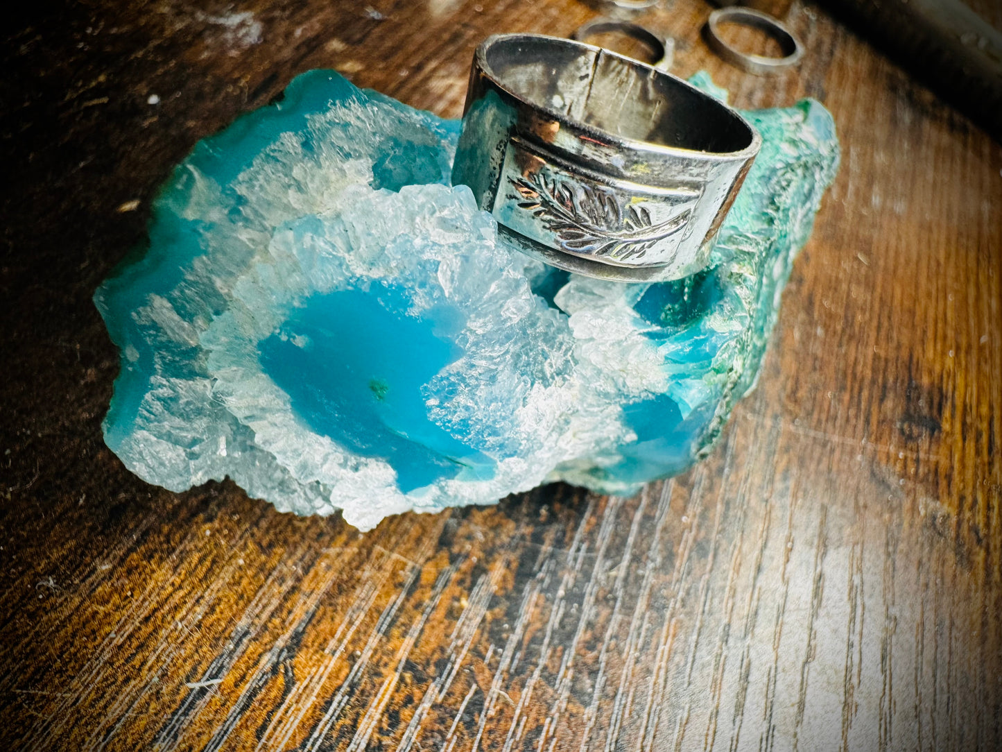 Hand Etched Feather Ring