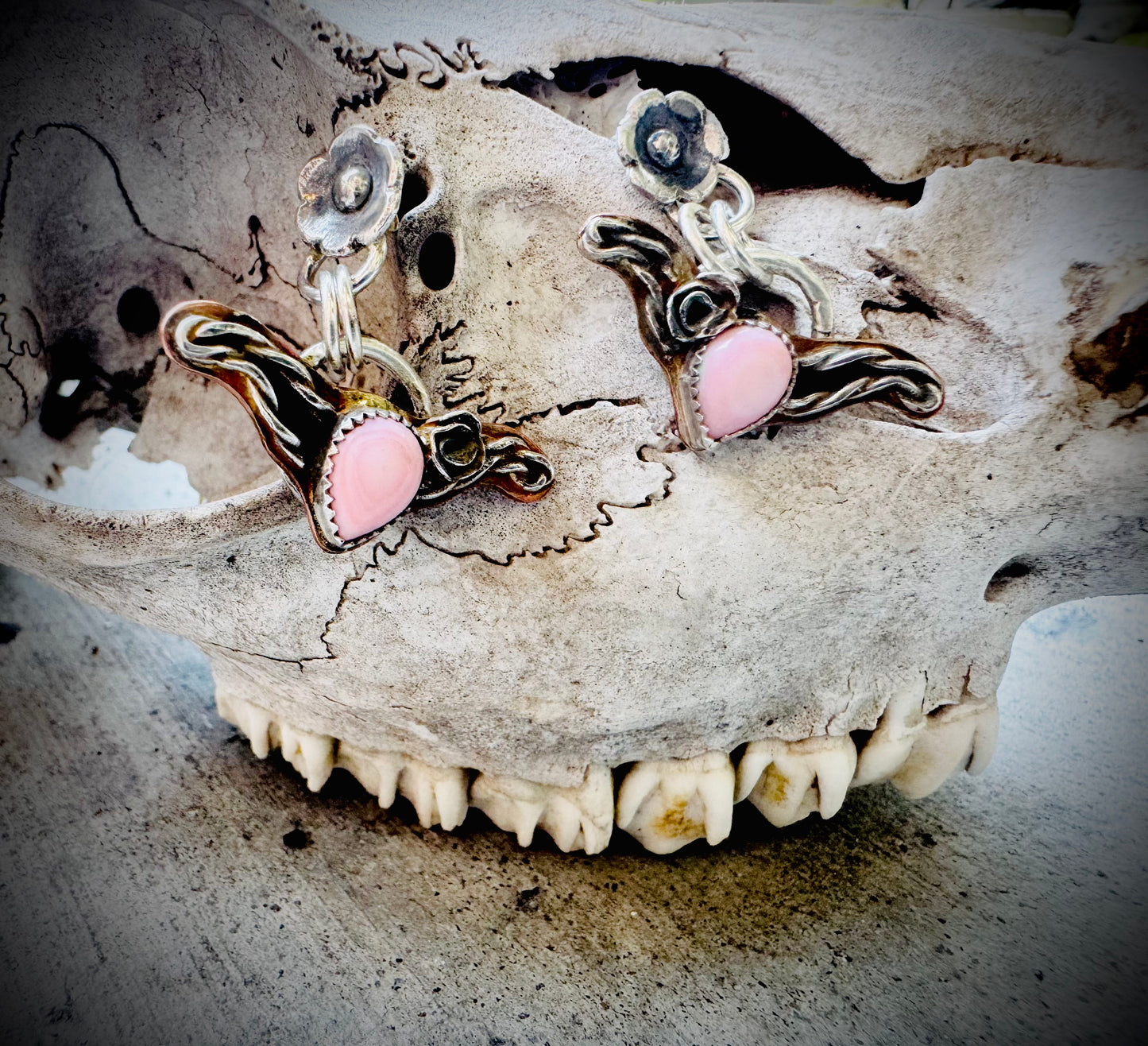 Pink Conch Steer Earrings