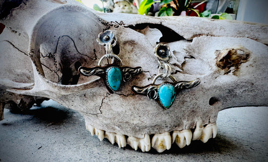Kingman Turquoise Steer Earrings