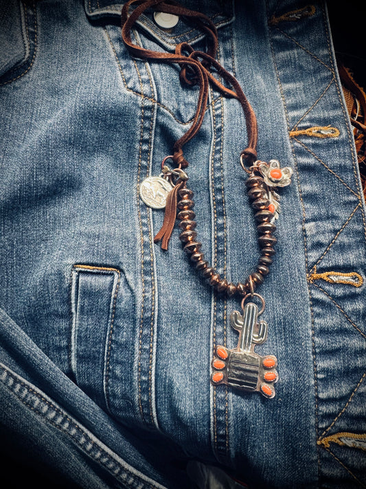 Cactus Necklace with Copper Beads